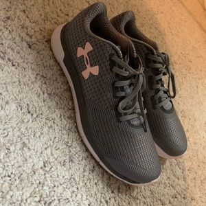 Barely Worn Pink &Grey Under Armour Tennis Shoes